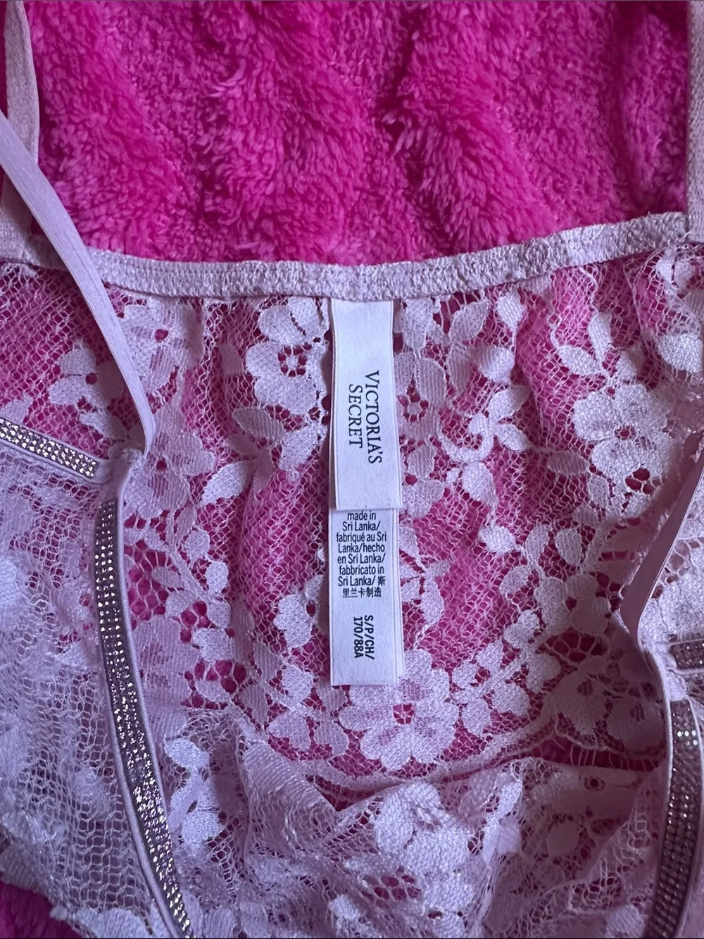 Girly rhinestone gem Mcbling Victoria's Secret Sheer Floral Lace Bandeau in Ivor